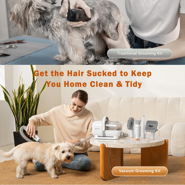 Afloia Dog Grooming Kit - Vacuum, Clippers, Brush, 6 Tools, Low Noise