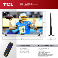 TCL 50-Inch Class S4 4K LED Smart TV with Roku TV (50S450R, 2023 - Model)