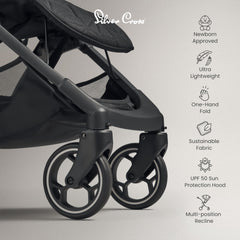 Silver Cross Clic Compact Stroller – Lightweight, Foldable Pushchair for Travel (Space)