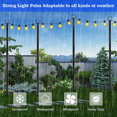 4 Pack 10Ft Outdoor String Light Poles - Metal Stand with Fork for Patio, Deck, Backyard, Garden, Wedding & Party Lighting